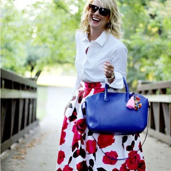 SAN JOY hi-lo bow front full floral skirt - Picture 8 of 12